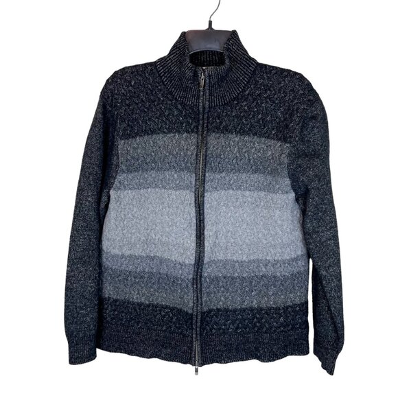 Calvin Klein Cardigan XL Womens‎ Grey Lambs Wool Linen Blend Full Zip Sweater - Picture 1 of 11